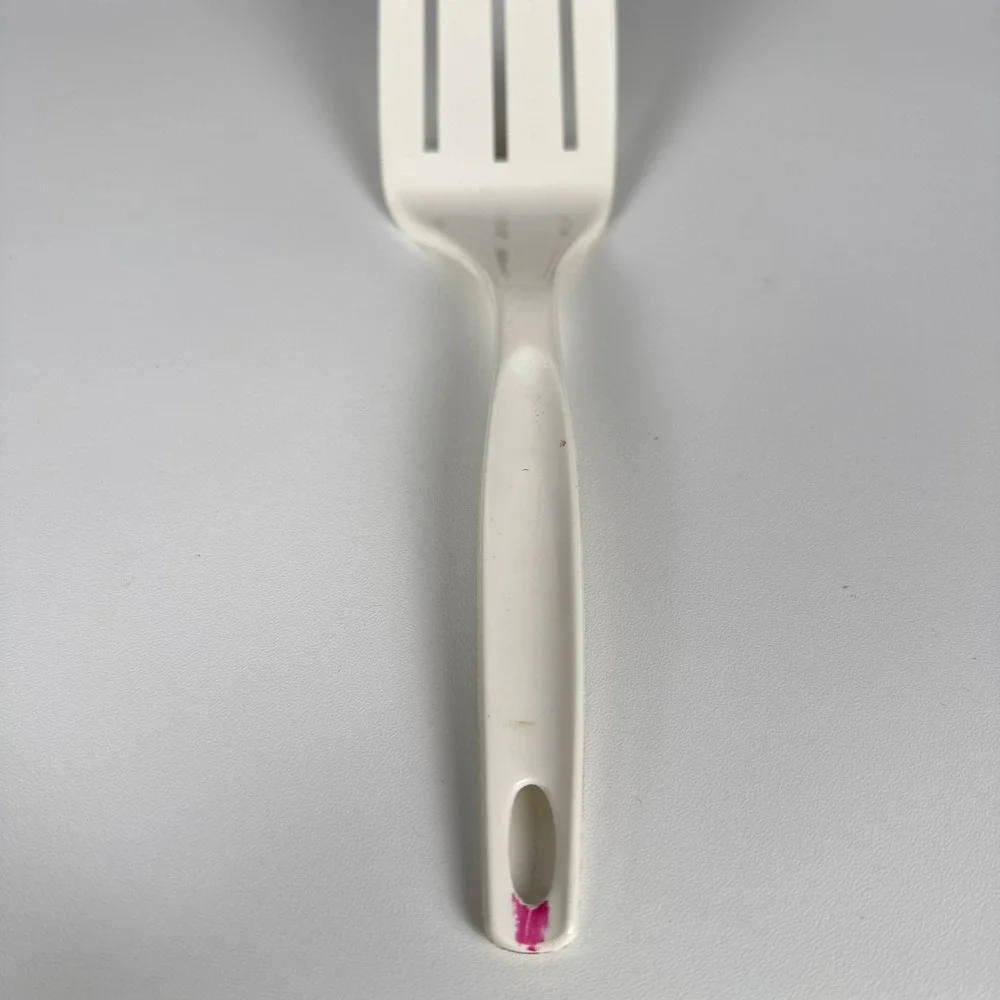 Vintage Foley‎ Slotted Nylon Spatula Off-White Angled Kitchen Utensil USA Made